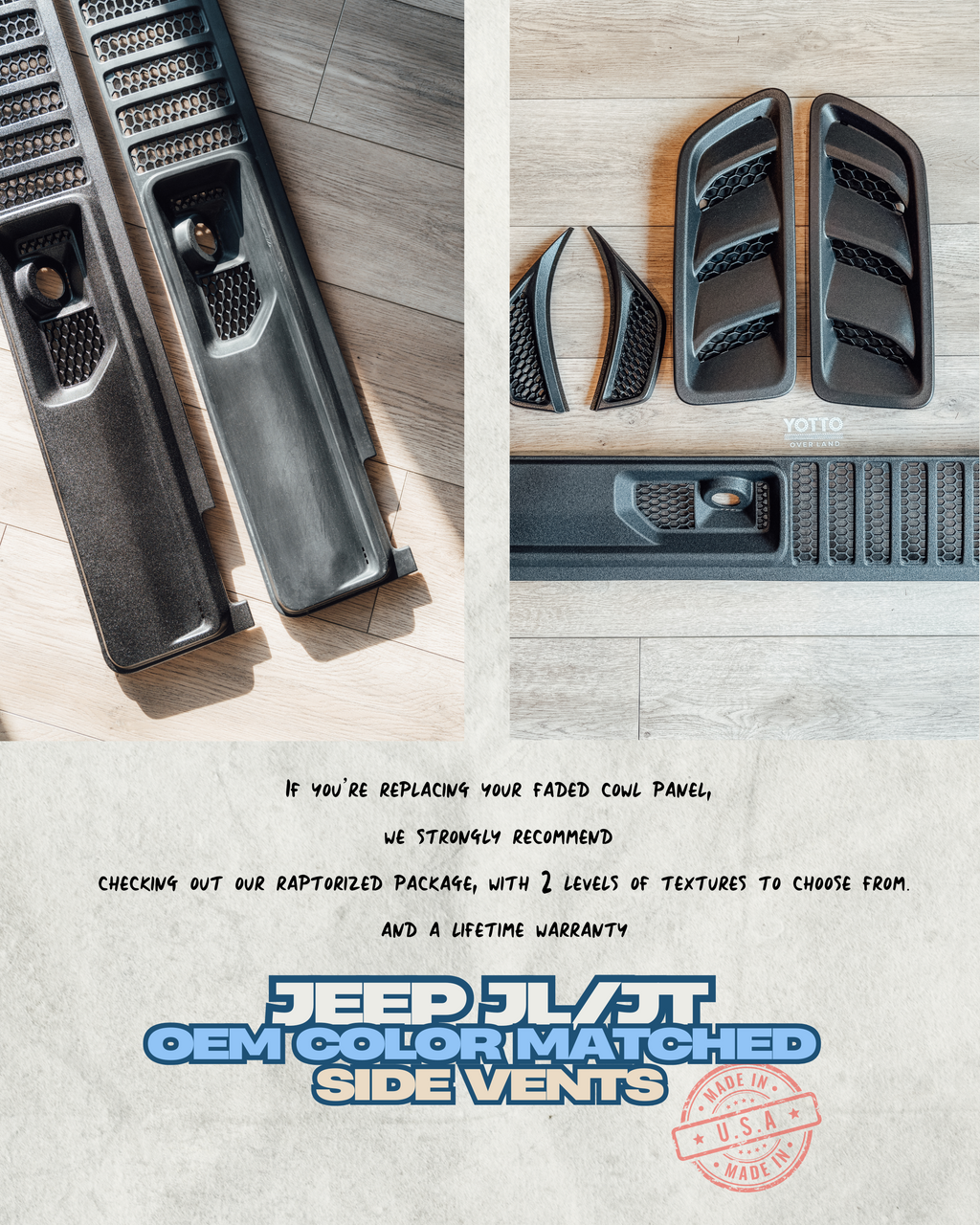 Color Matched OEM Cowl Panel JL/JT Jeep Wrangler Gladiator 2018+