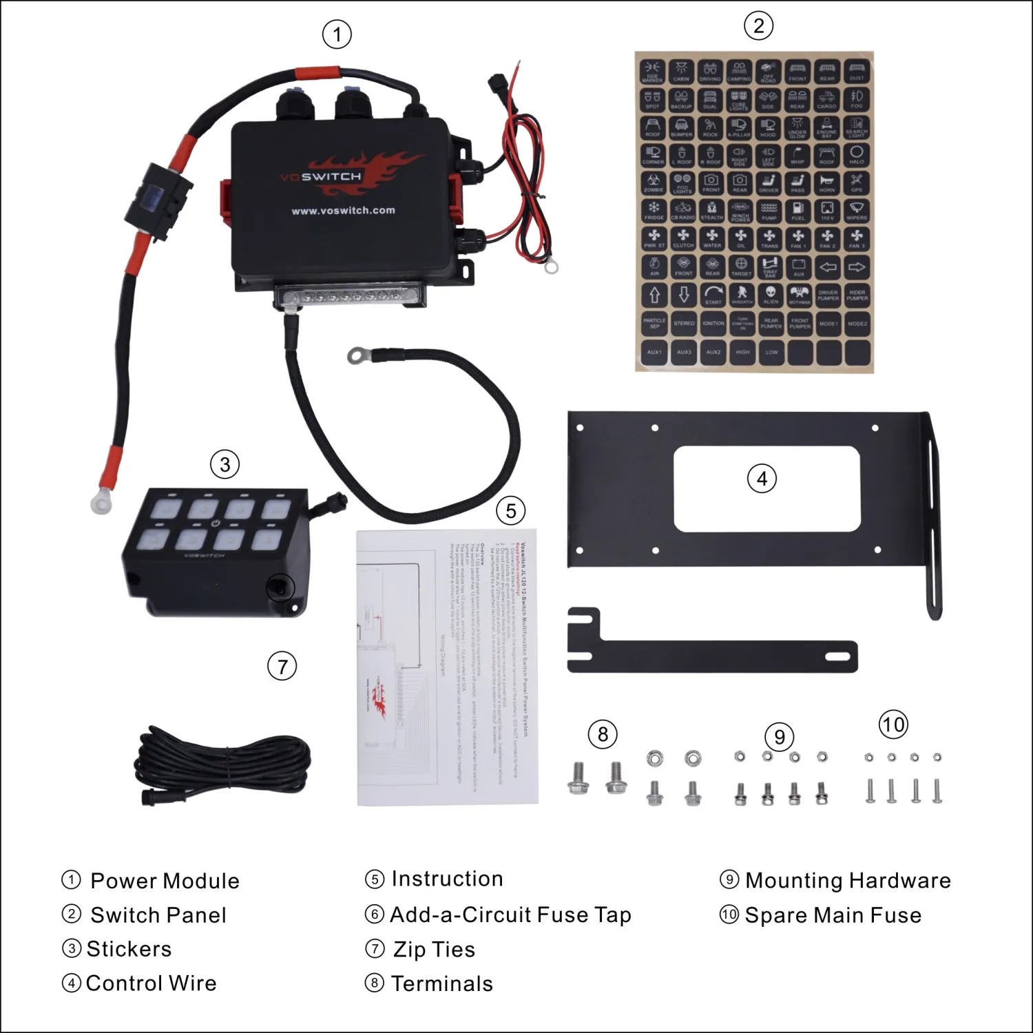 Voswitch TACO8 8 Gang Lower Dash Switch Panel Compatible with Toyota Tacoma 2016 to Current