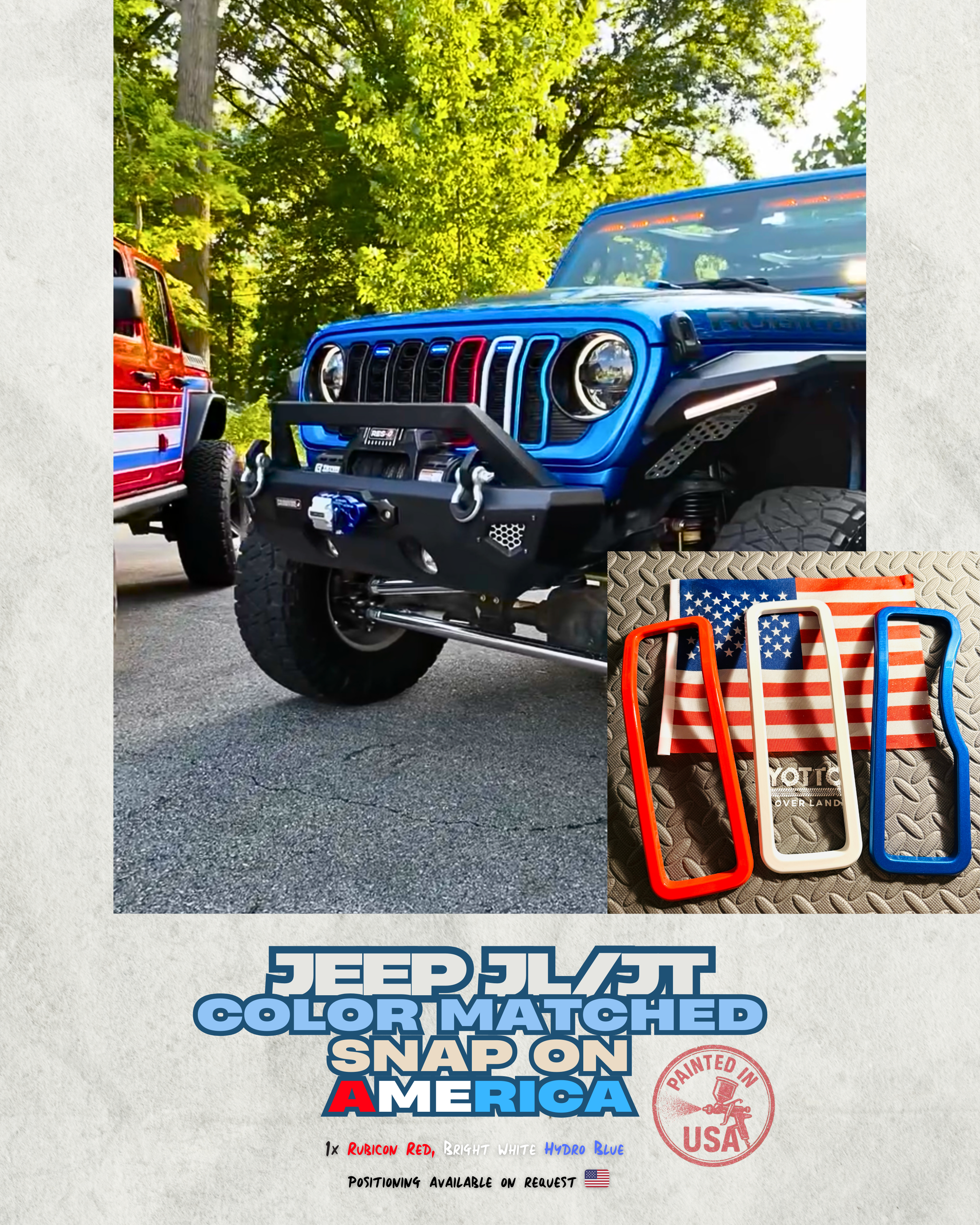 Snap-On Grille Accent Covers - 2024-25 Jeep Wrangler JL/JT