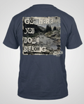 Almost Rolled It Holy Cross Trail graphic tee in charcoal grey with white distressed trail map art. - Midnight