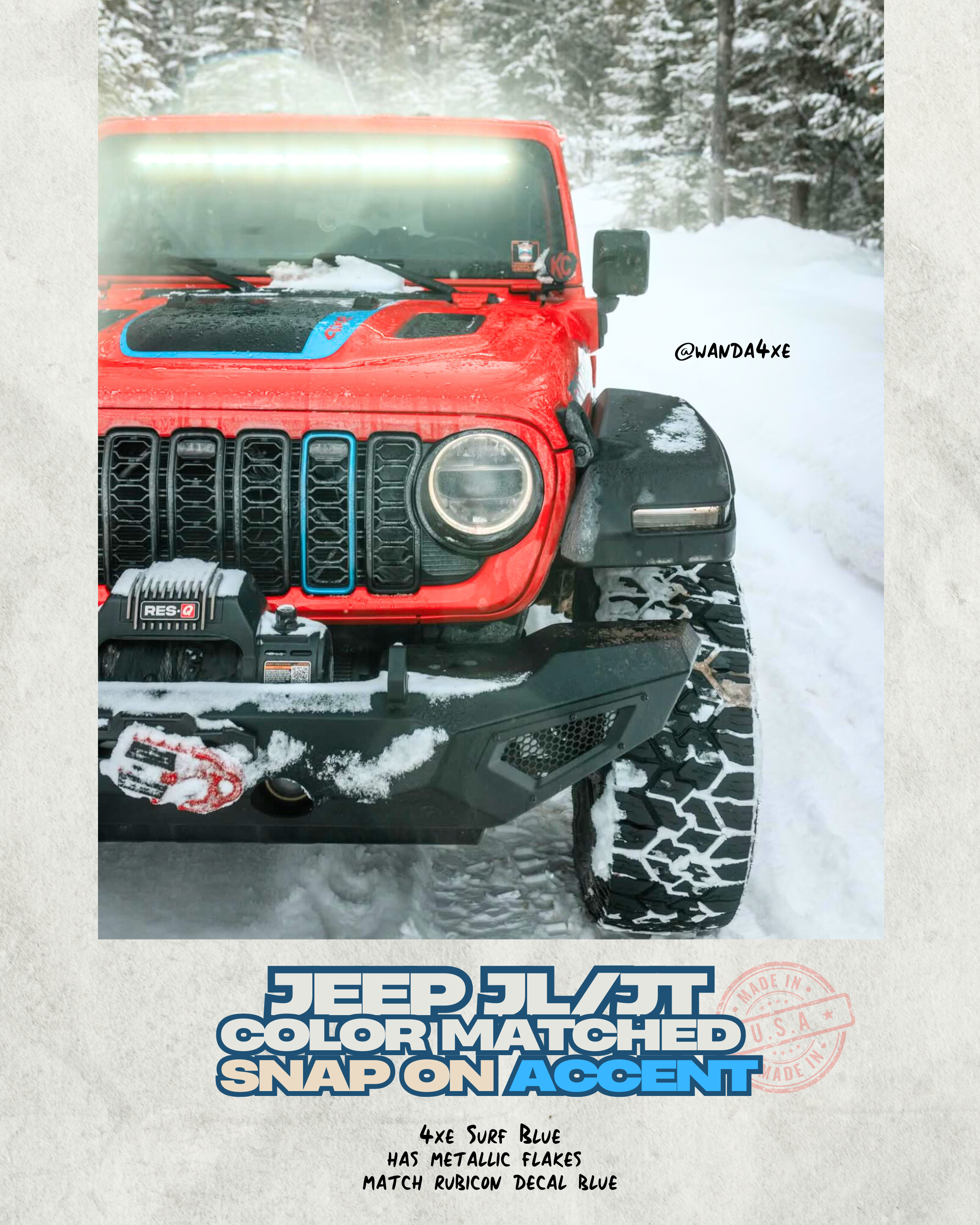 Snap-On Grille Accent Covers - 2024-25 Jeep Wrangler JL/JT