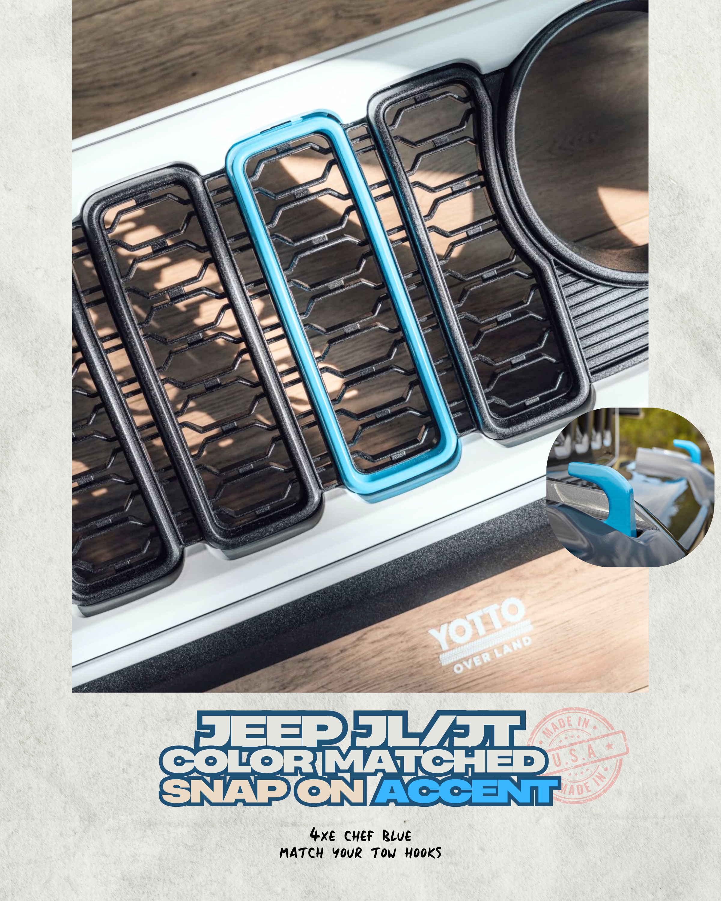 Snap-On Grille Accent Covers - 2024-25 Jeep Wrangler JL/JT