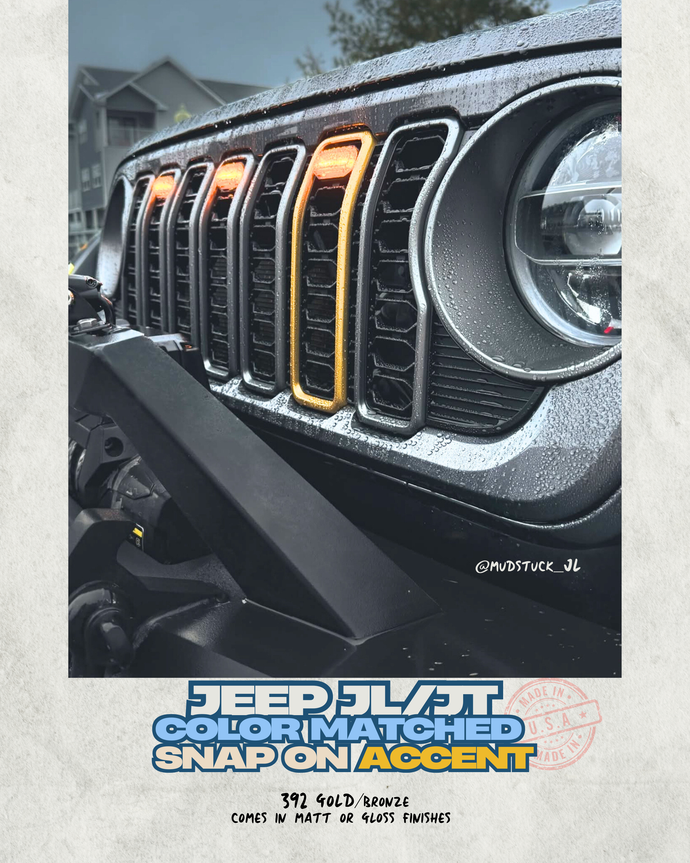 Snap-On Grille Accent Covers - 2024-25 Jeep Wrangler JL/JT