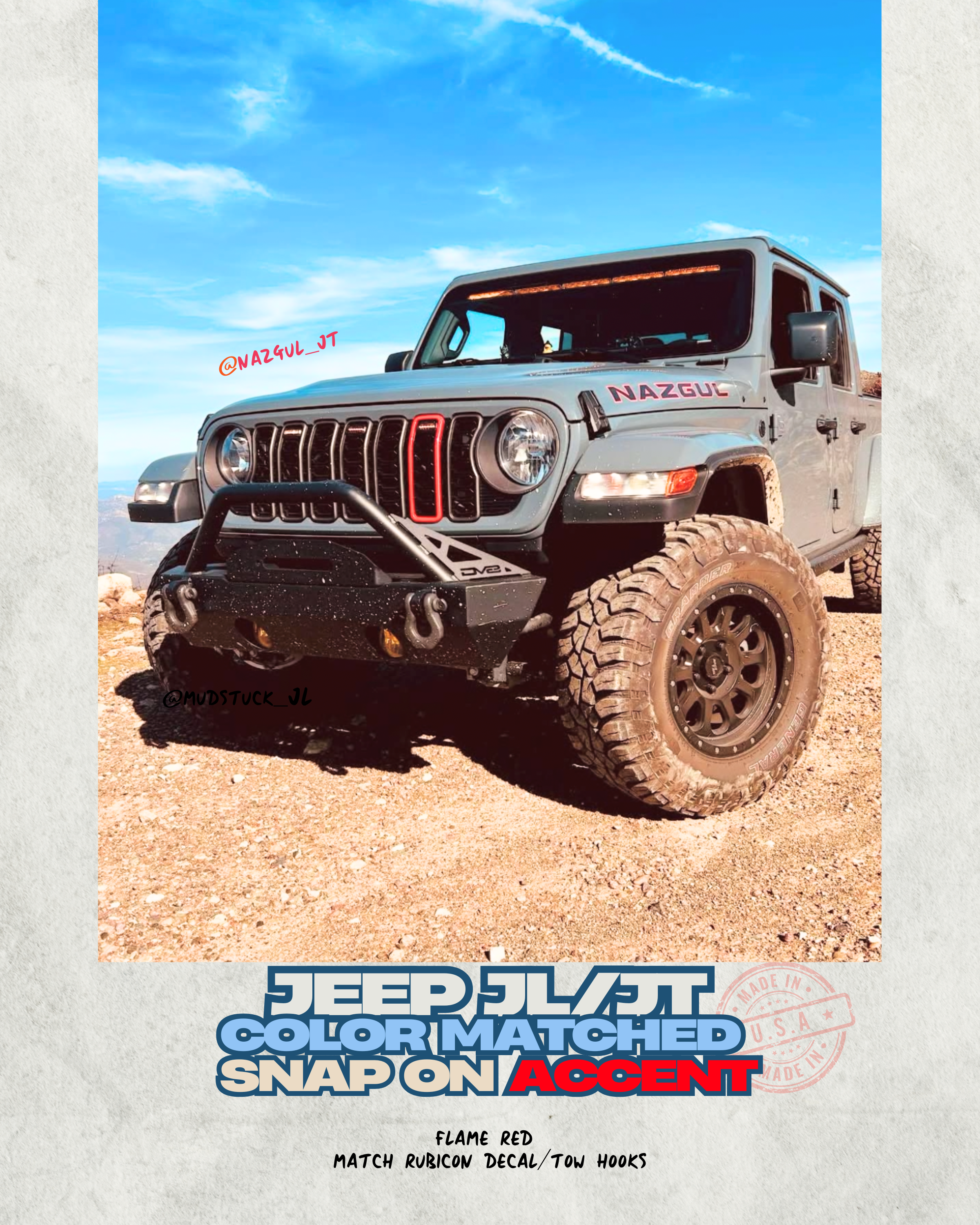 Snap-On Grille Accent Covers - 2024-25 Jeep Wrangler JL/JT