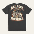 All Luck No Skill Tee in Charcoal — back flat lay. Supplier-derived product mockup; artwork and placement preserved.