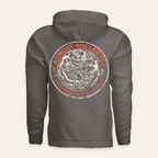 ARI Skull Driver Hoodie in Charcoal — back flat lay