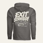 Exit Strategy Hoodie — Dark in Charcoal — back flat lay