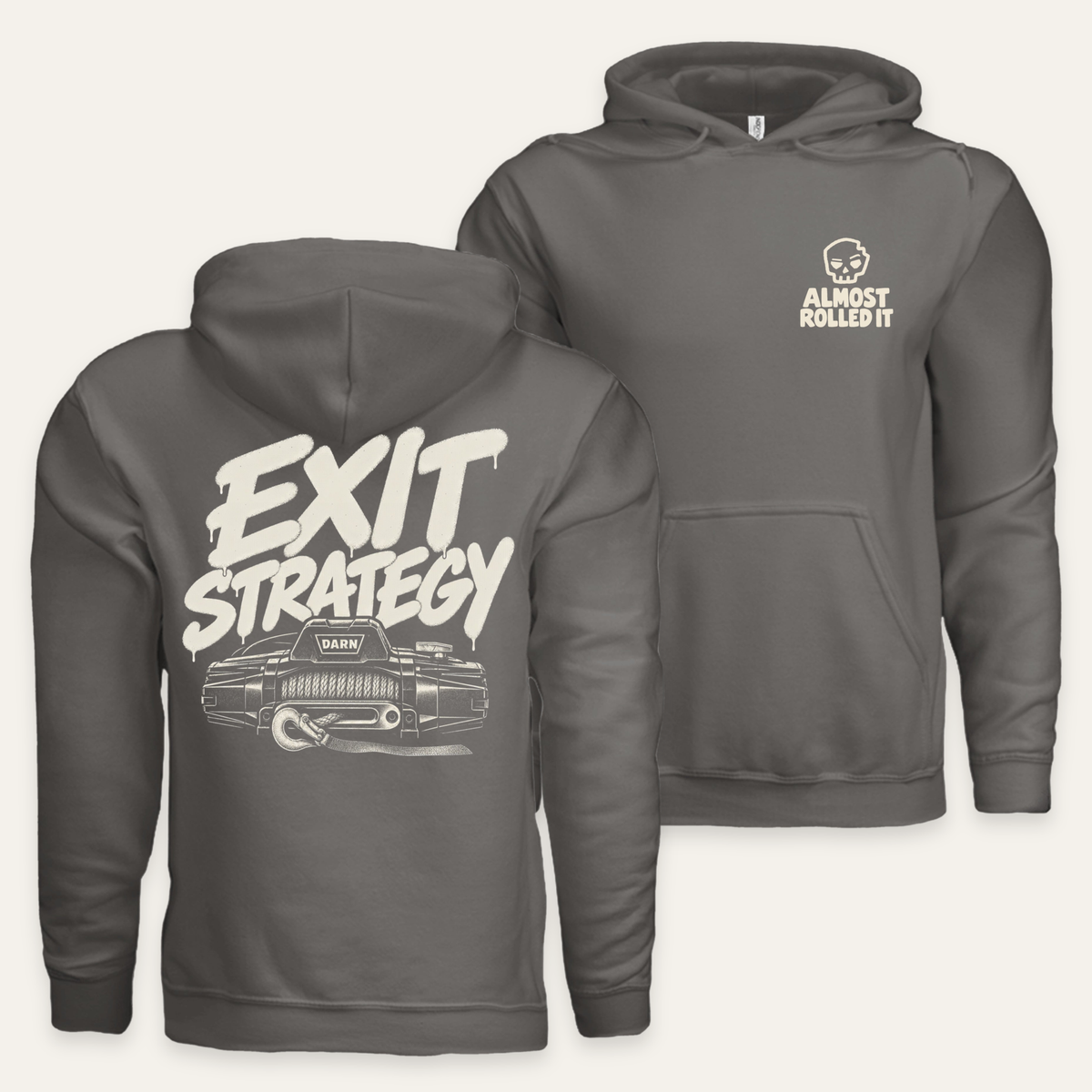 Exit Strategy Hoodie — Dark in Charcoal — back flat lay