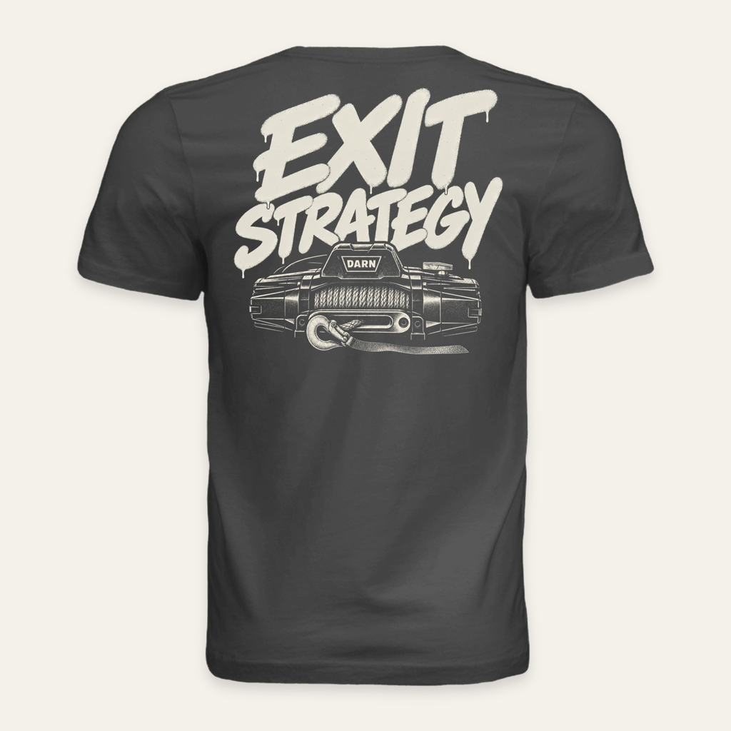 Exit Strategy Tee — Dark in Dark Grey — back flat lay