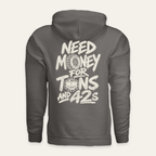 Tons & 42s Hoodie — Dark in Charcoal — back flat lay