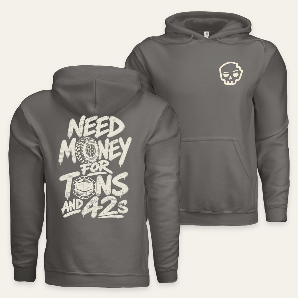 Tons & 42s Hoodie — Dark in Charcoal — paired front and back flat lay