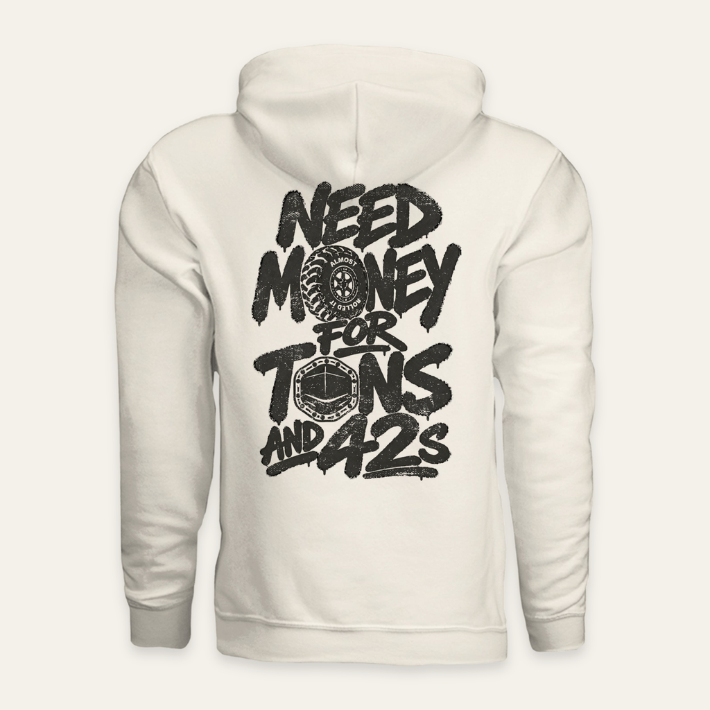 Tons & 42s Hoodie — Light in Bone — back flat lay