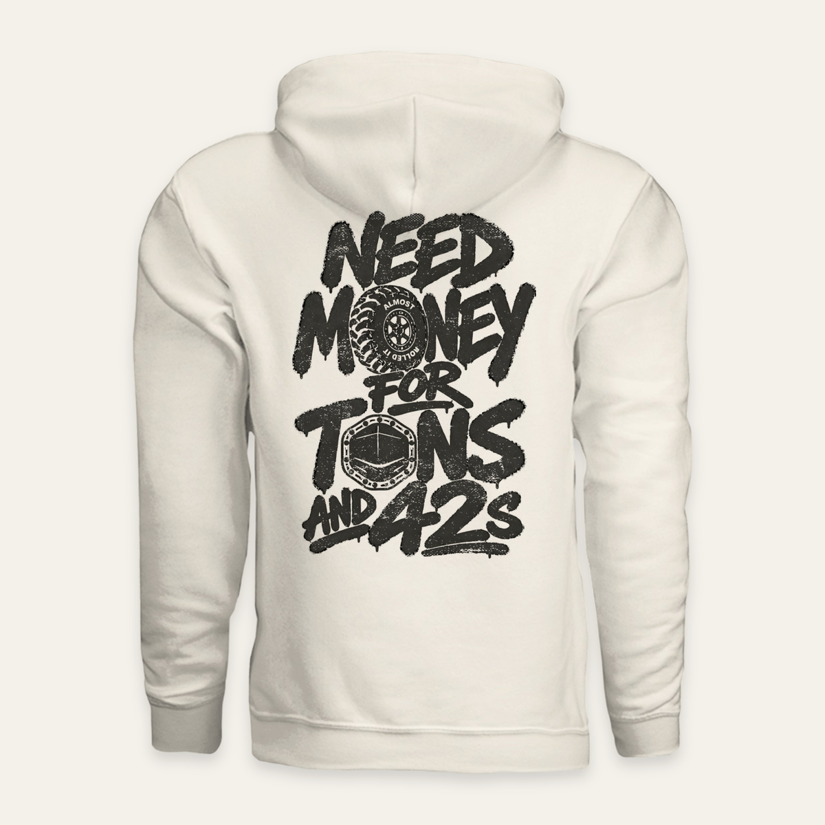 Tons & 42s Hoodie — Light in Bone — back flat lay