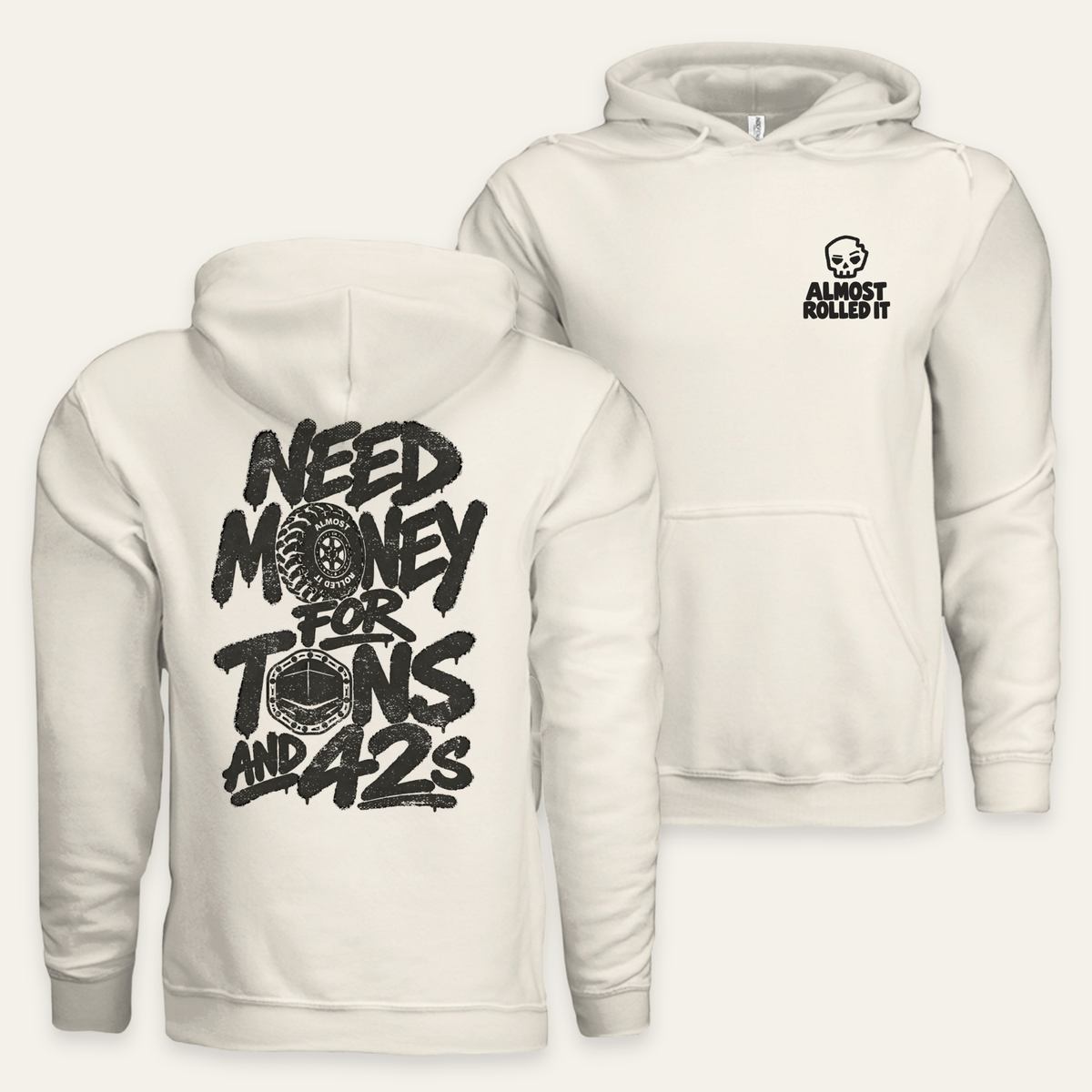 Tons & 42s Hoodie — Light in Bone — back flat lay