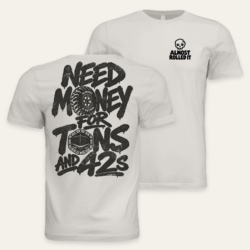 Tons & 42s Tee — Light in Vintage White — paired front and back flat lay