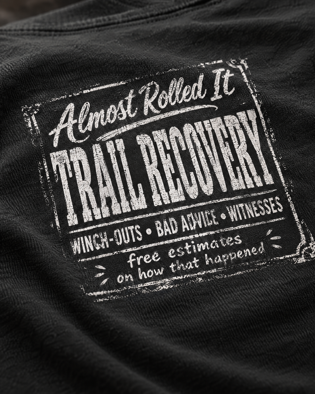Close-up of the Trail Recovery print: free estimates on how that happened