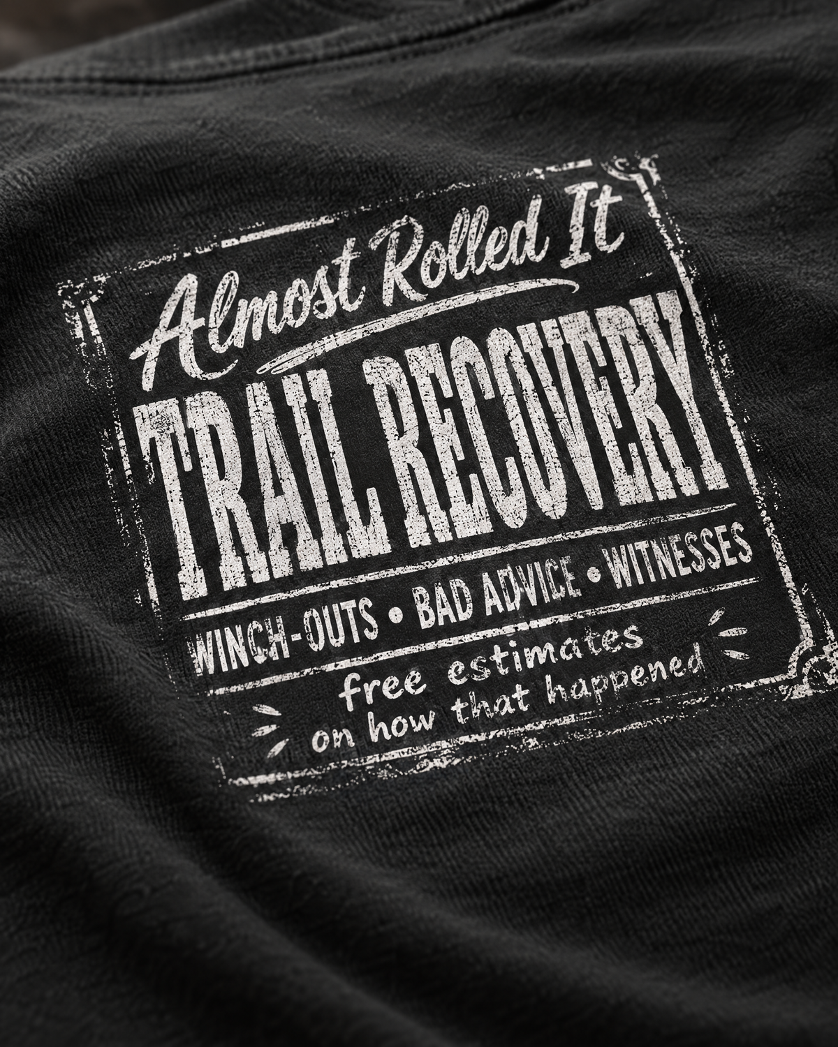 Close-up of the Trail Recovery print: free estimates on how that happened