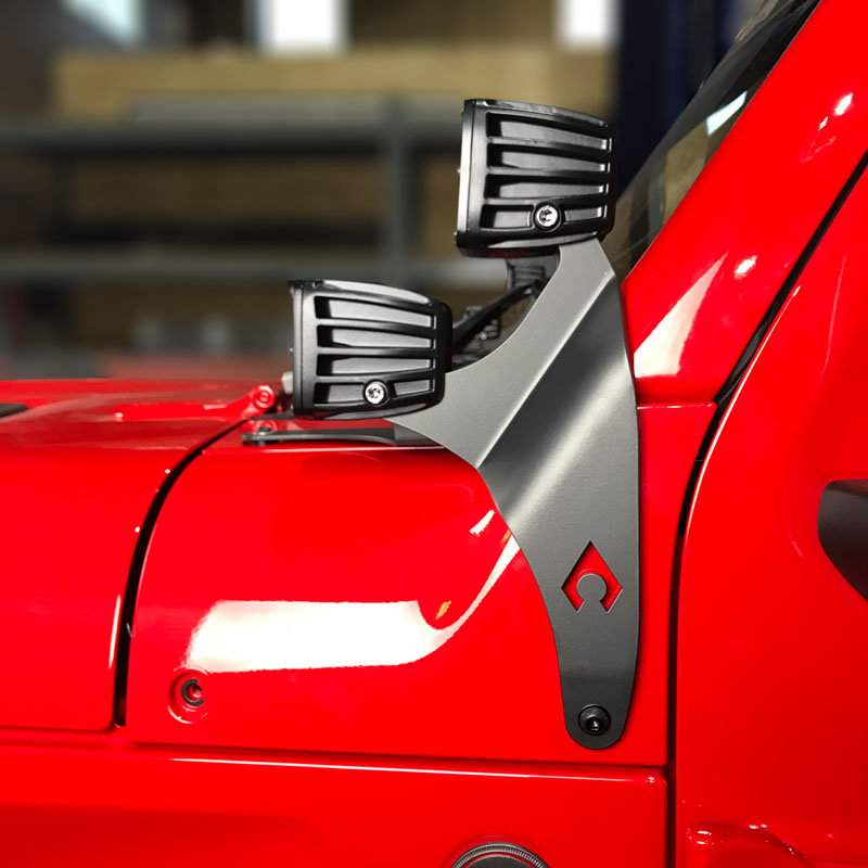 JL/JT A-Pillar Dual LED Cube Light Mounts - Made in USA