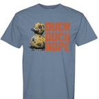 Dark charcoal graphic t-shirt featuring the 'Duck Duck Nope' design in a hand-detailed, gritty style for off-road enthusiasts. - BLUE JEAN - FRONT