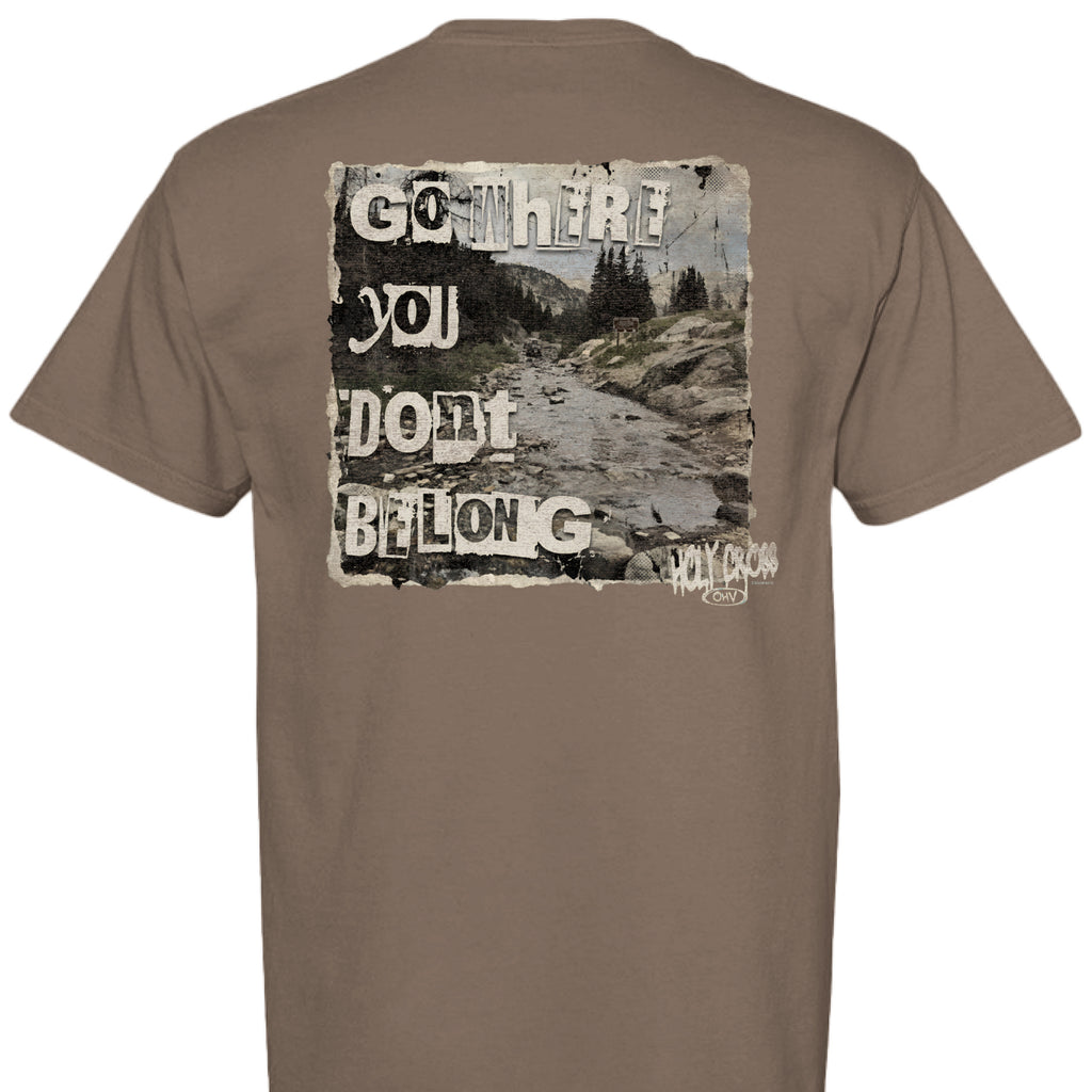Almost Rolled It Holy Cross Trail graphic tee in charcoal grey with white distressed trail map art. - Espresso - BACK