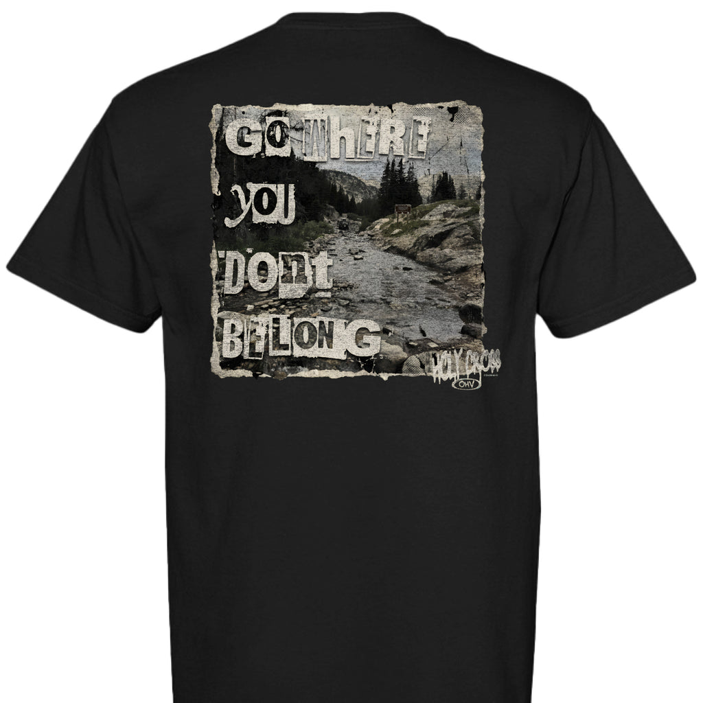 Almost Rolled It Holy Cross Trail graphic tee in charcoal grey with white distressed trail map art. - BLACK - BACK