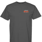 Almost Rolled It Holy Cross Trail graphic tee in charcoal grey with white distressed trail map art. - GRAPHITE - FRONT