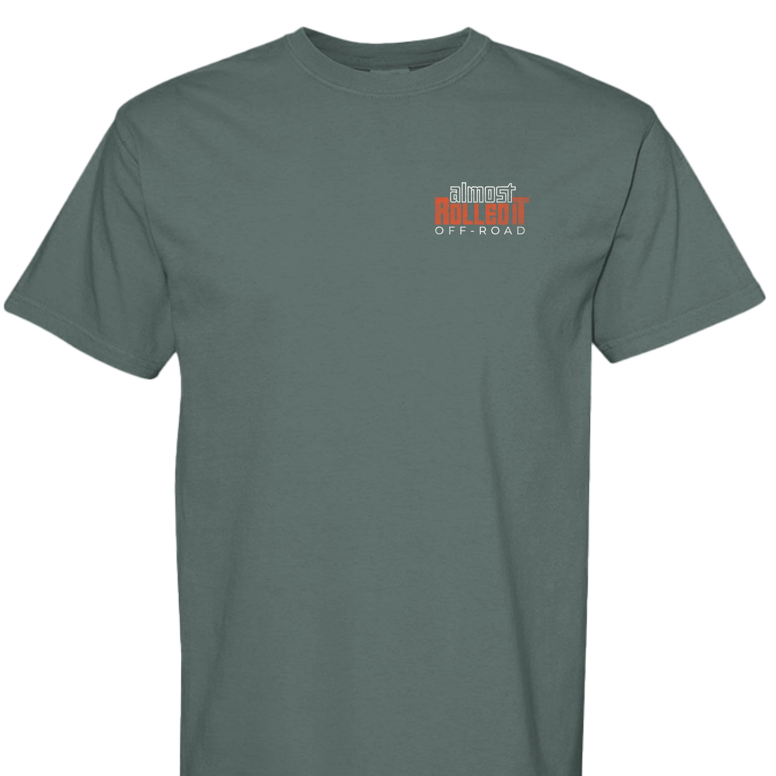 ARI Choose Wisely T-shirt, featuring a bold, weathered off-road graphic. Premium, soft-washed, garment-dyed cotton tee for trail enthusiasts. - BLUE SPRUCE - Front View