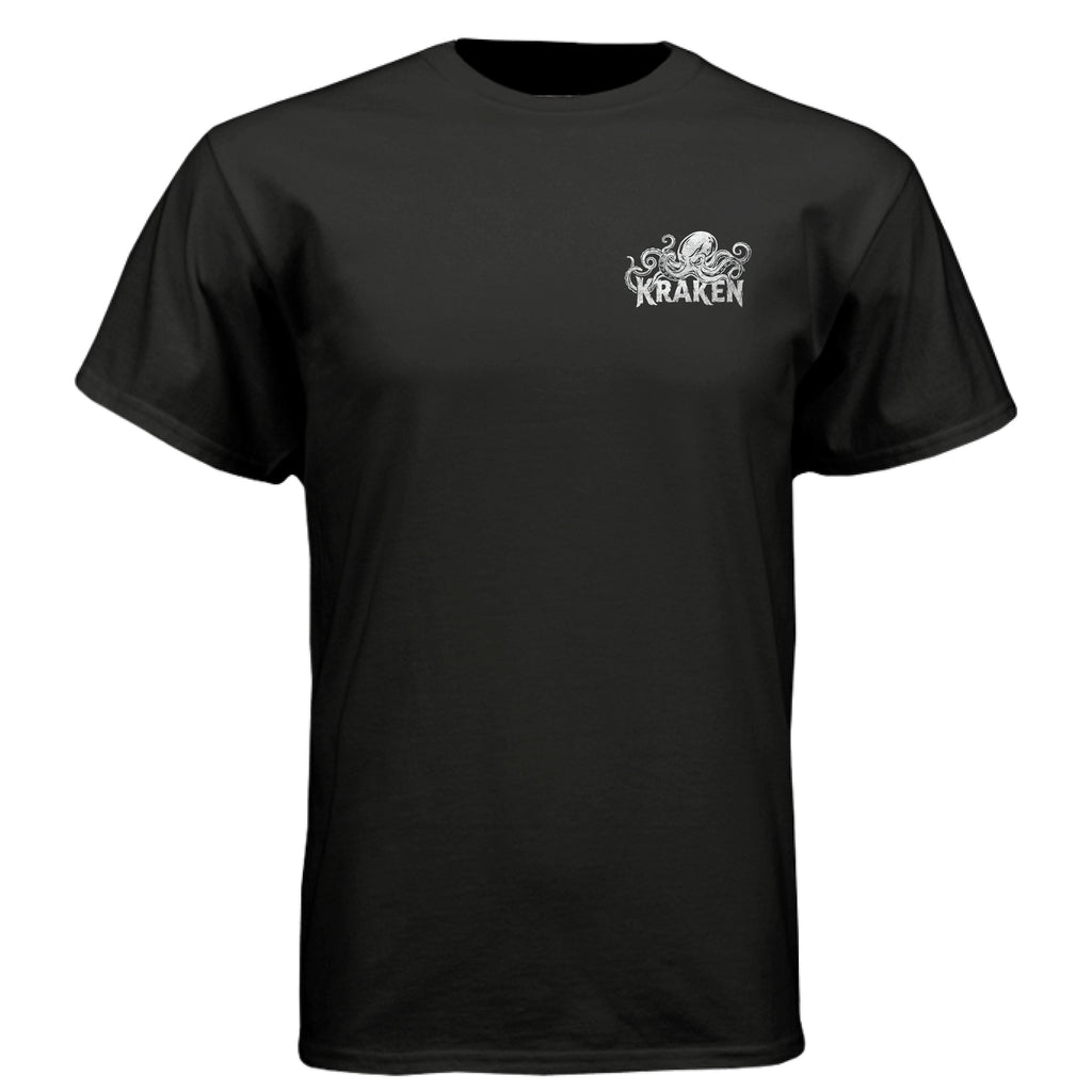 ARI x KRAKEN heavy-duty graphic printed on a charcoal heather CVC crewneck t-shirt. - Black - FRONT