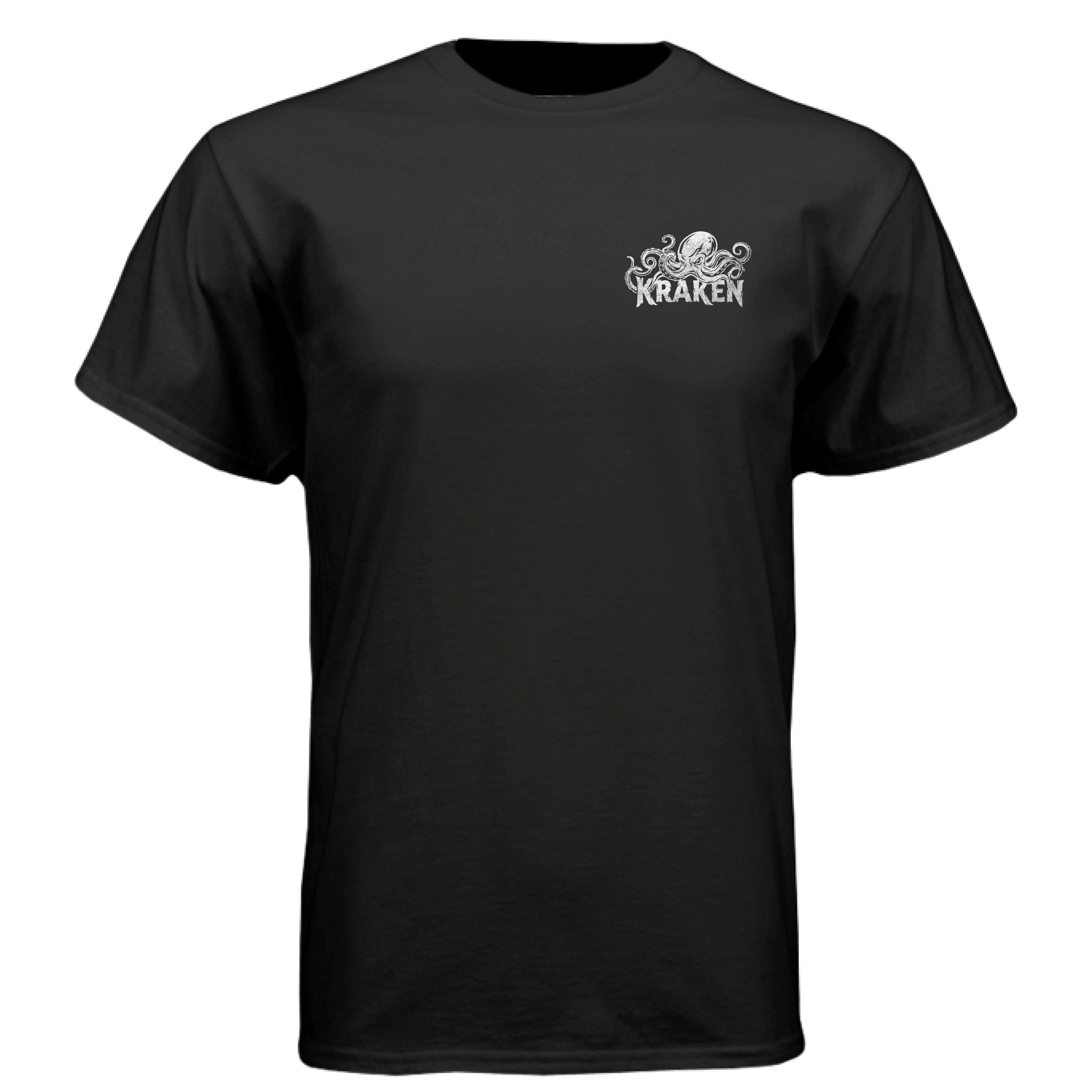 ARI x KRAKEN heavy-duty graphic printed on a charcoal heather CVC crewneck t-shirt. - Black - FRONT