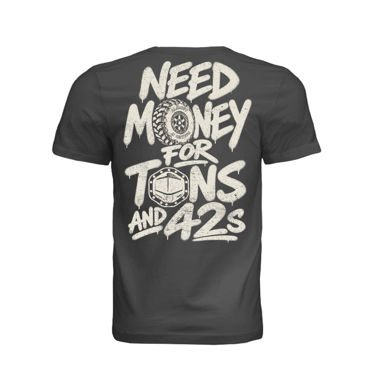 Tons and 42s Tee in Dark Grey, supplier back view. | ndm:2300490