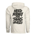 Need Money Light Hoodie in Bone, supplier back view. | ndm:3260812