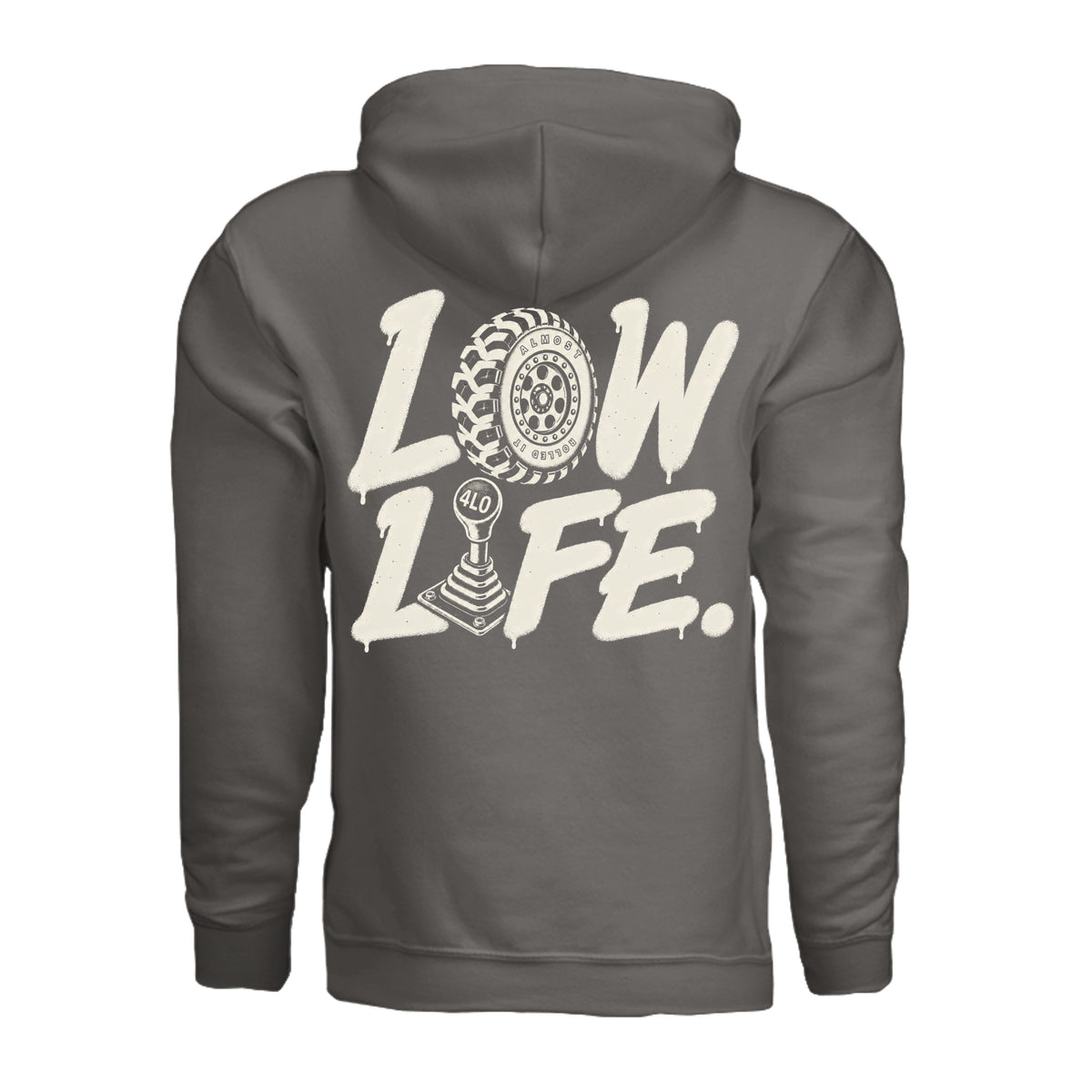 Low Life Hoodie in Charcoal, supplier back view. | ndm:3261028