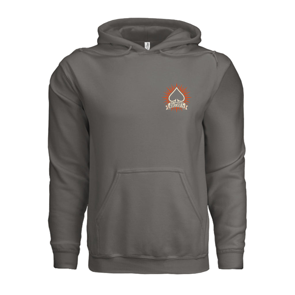 All Luck No Skill Hoodie in Charcoal, supplier front view. | ndm:3261365