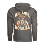 All Luck No Skill Hoodie in Charcoal, supplier back view. | ndm:3261366