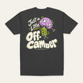 Off-Camber Tee in Charcoal — back flat lay. Supplier-derived product mockup; artwork and placement preserved.