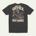 Out of Office Tee in Charcoal — back flat lay. Supplier-derived product mockup; artwork and placement preserved.