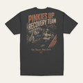 Pinkies Up Recovery Team Tee in Charcoal — back flat lay. Supplier-derived product mockup; artwork and placement preserved.