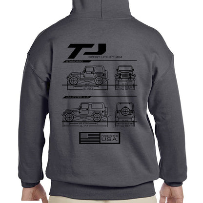 TJ/LJ Blueprint Pullover Hoodie - Almost Rolled It