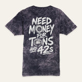 Tons and 42s Vintage Crewneck Tee in Cloud Black — back flat lay. Supplier-derived product mockup; artwork and placement preserved.